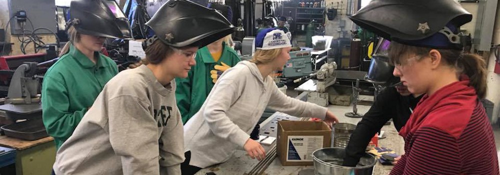 Students welding